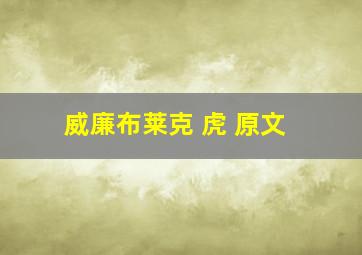 威廉布莱克 虎 原文